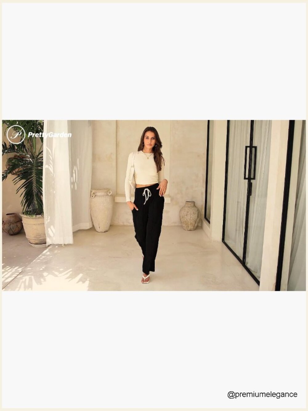 2 Piece Loungewear Set Crop Top Wide Leg Pants Tracksuit - Picture 7 of 7